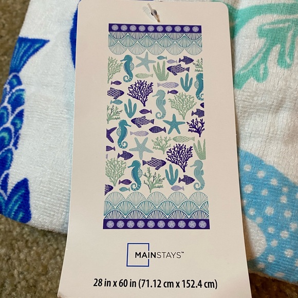 Mainstays 28 in x 60 in Sea Life Beach Towel 100% Cotton - Picture 3 of 4